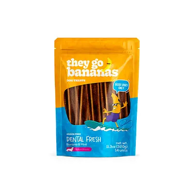 Snack They Go Bananas Dental Fresh Banana e Menta para Cães de Porte Médio 320 g