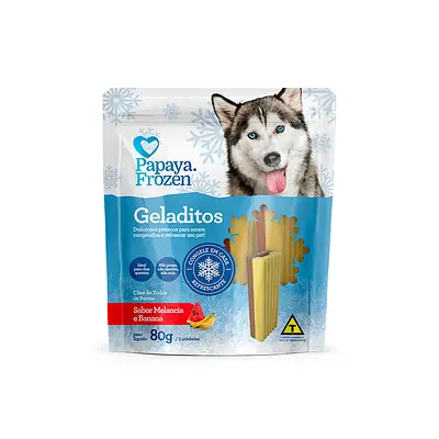 Snack Papaya Frozen Geladitos Sabor Melancia e Banana para Cães 80 g