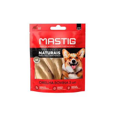 Osso Mastig Super Premium Orelha Bovina para Cães 3 Unidades