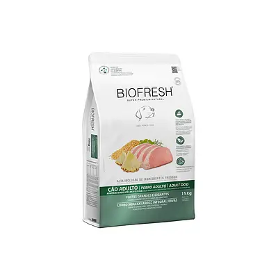 Ração Biofresh para Cães Adultos Porte Grande e Gigante Sabor Lombo, Abacaxi, Arroz Integral e Ervas 15 kg
