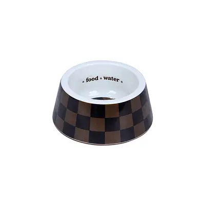 Comedouro Jambo Pet Xadrez Chique Marrom para Cães e Gatos