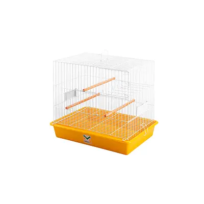 Gaiola Monaco Top Branco e Amarelo para Periquitos