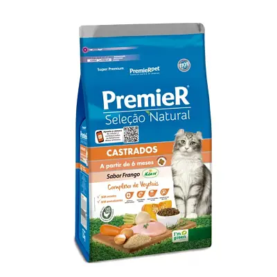 Ração Premier Seleção Natural Gatos Castrados Adulto Frango Korin 1,5kg