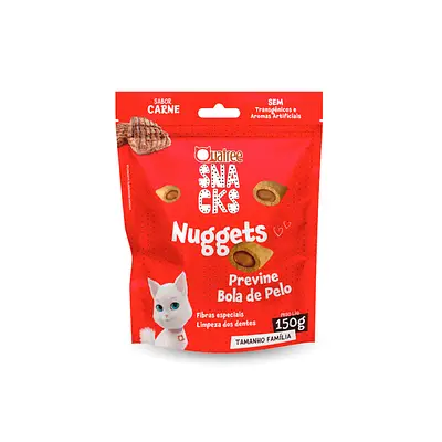 Snack Quatree Nuggets Previne Bolas de Pelos Sabor Carne para Gatos Adultos