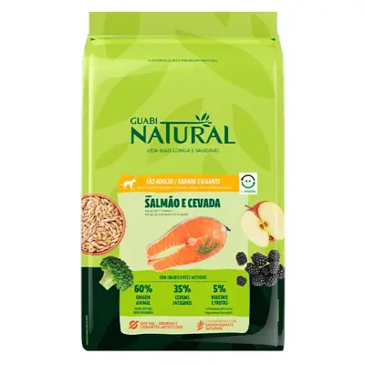 Ração Guabi Natural Cães Adultos Raças Grandes e Gigantes Salmão e Cevada 12kg