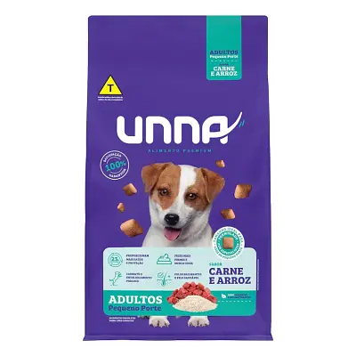 Ração Cães Unna Adulto Pequeno Porte Carne e Arroz 10,1kg