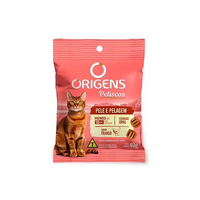 Petisco Origens Pele e Pelagem Cuidado Oral Sabor Frango para Gatos 40 g