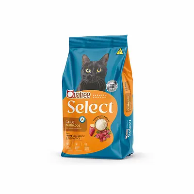 Ração Quatree Select para Gatos Castrados Sabor Carne com Arroz e Batata Doce