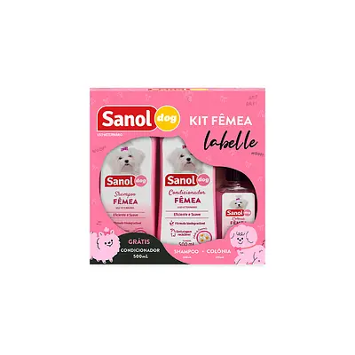 Kit Sanol Dog Shampoo, Condicionador e Colônia para Cães Fêmeas