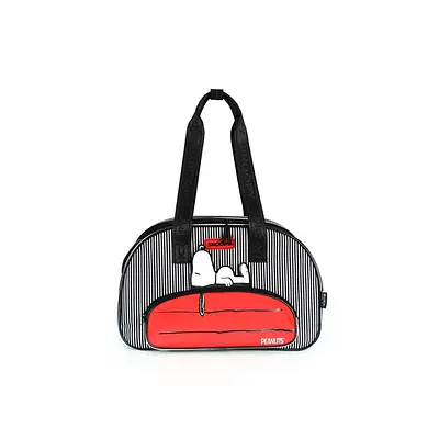 Bolsa de Transporte Up4You Snoopy Listrada Preta para Cães e Gatos