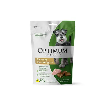 Petisco Optimum Sistema Imunológico Sabor Frango e Vegetais para Cães Adultos 80g