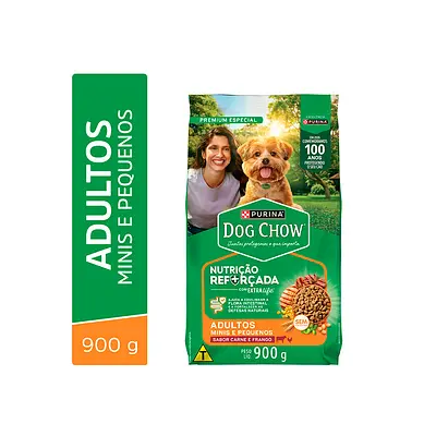 Ração Dog Chow Nutrição Reforçada para Cães Adultos de Porte Mini e Pequeno Sabor Carne e Frango