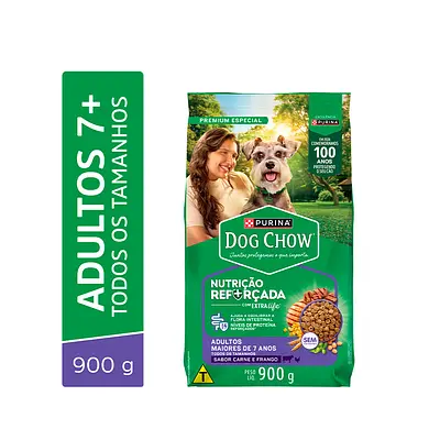 Ração Dog Chow Nutrição Reforçada para Cães Sêniors Sabor Carne, Frango e Arroz