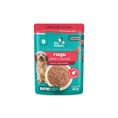 Sachê Natural Pet Delícia Ragu de Carne com Legumes para Cães 80g