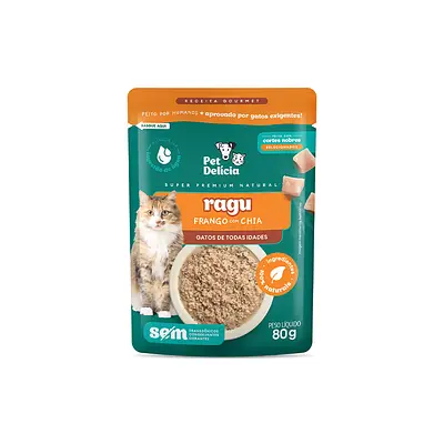 Sachê Natural Pet Delícia Ragu de Frango com Chia para Gatos 80g