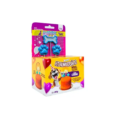 Bolo de Aniversário Doogs com Velas para Cães Sabor Carne 80 g