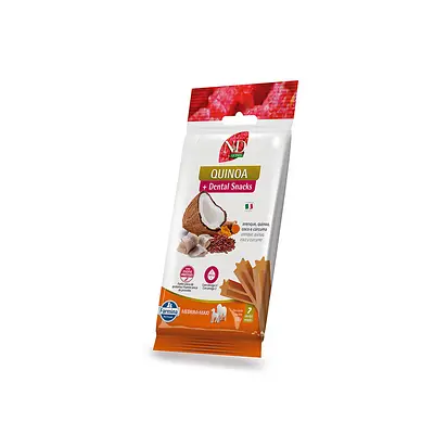 Snack N&D Dental Quinoa para Cães de Médio e Grande Porte Sabor Arenque, Quinoa, Coco e Cúrcuma 100 g