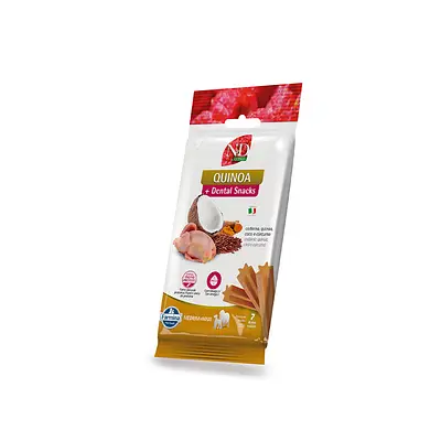 Snack N&D Dental Quinoa para Cães de Médio e Grande Porte Sabor Codorna, Quinoa, Coco e Cúrcuma 100 g