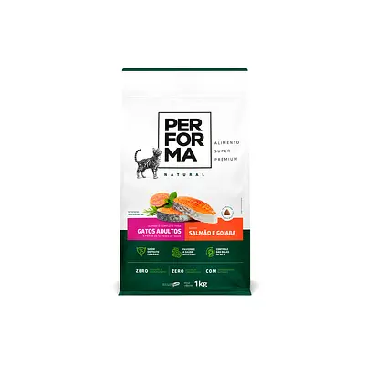 Ração Performa Natural para Gatos Adultos Sabor Salmão e Goiaba