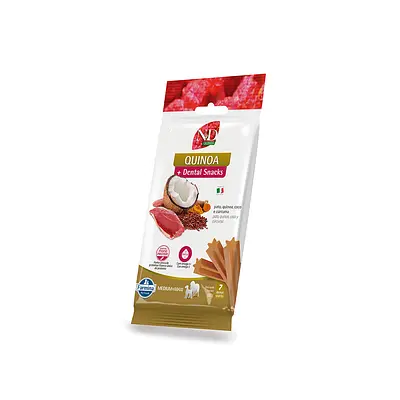 Snack N&D Dental Quinoa para Cães de Médio e Grande Porte Sabor Pato, Quinoa, Coco e Cúrcuma 100 g