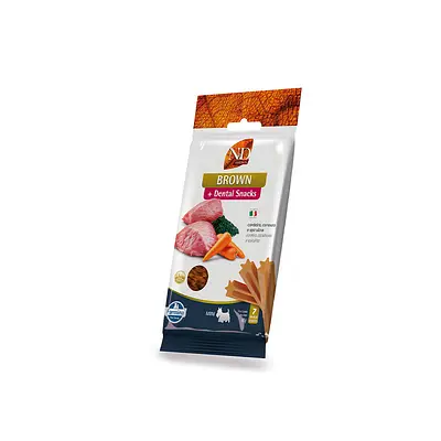 Snack N&D Dental Brown para Cães de Mini e Pequeno Porte Sabor Cordeiro, Cenoura e Spirulina 60 g
