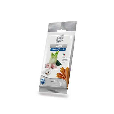Snack N&D Dental White para Cães de Mini e Pequeno Porte Sabor Robalo, Erva-doce e Spirulina 60 g