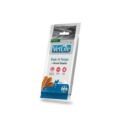 Petisco Dental Vet Life Pork Potato para Cães de Raças Mini e Pequenas 60 g