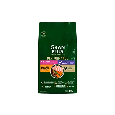 Ração GranPlus Performance para Cão Adulto de Porte Médio e Grande Sabor Frango e Cenoura