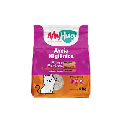 Areia Higiênica Biodegradável de Milho e Mandioca Grossa MyHug para Gatos