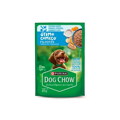 Ração Úmida Dog Chow Ótimo Começo Papinha para Cães Filhotes Sabor Frango, Cenoura, Banana e Leite 85 g