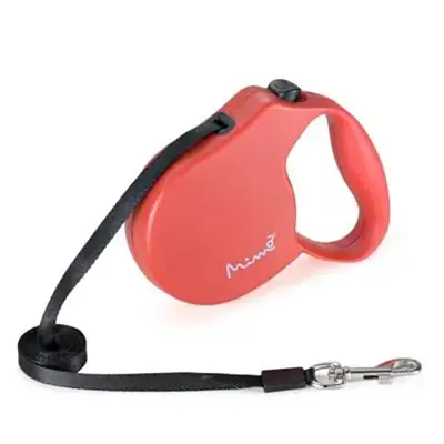 Guia Retrátil Cães Mimo Safe Walk Emborrachada Até 7kg Vermelho