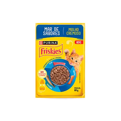 Ração Úmida Friskies Sachê para Gatos Mar de Sabores 80 g