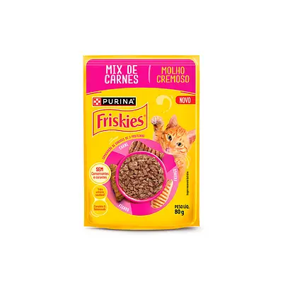 Ração Úmida Friskies Sachê para Gatos Sabor Mix de Carne 80 g