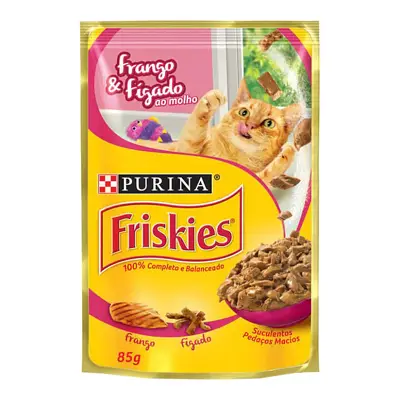 Ração Úmida Nestle Purina Gatos Friskies Frango e Figado ao Molho Sachê 85g
