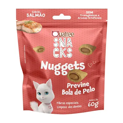 Snack Quatree Nuggets Para Gatos Bola de Pelo Sabor Salmão 60g