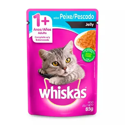 Ração Úmida Whiskas Gatos Adultos Peixe Jelly Sachê 85g