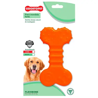 Brinquedo Mordedor Flexibone Flat Cães Até 22kg Sabor Menta Odontopet