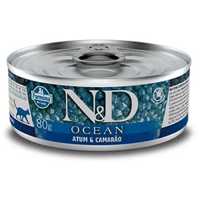 Ração Úmida N&D Gatos Ocean Atum e Camarão 80g