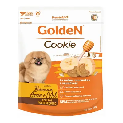 Biscoito Premier Golden Cookies Cães Adultos Banana, Aveia e Mel 350g