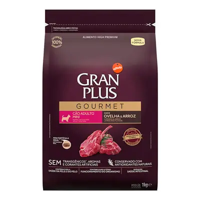 Ração Gran Plus Gourmet Cães Adulto Porte Mini Ovelha e Arroz 1kg