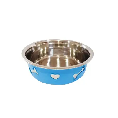 Comedouro Cães The Pets Inox Decorado 3D Azul 850ml