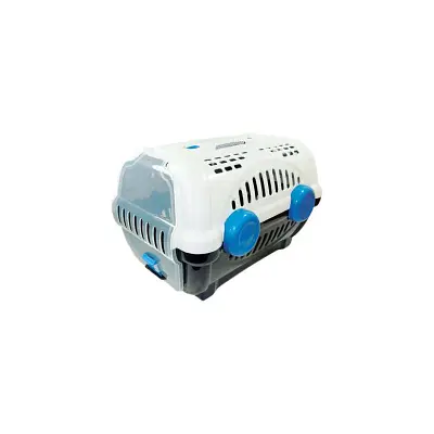 Caixa de Transporte Furacão Pet Luxo Branco Com Azul N1