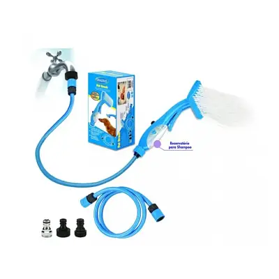 Ducha Prática Chalesco Pet Zoom Brush Azul para Banho