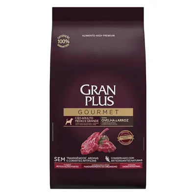 Ração Gran Plus Gourmet Cães Adultos Porte Médio e Grande Ovelha e Arroz 15kg