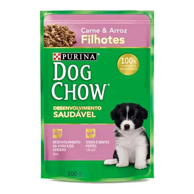 Ração Úmida Dog Chow Sachê Filhote Carne e Arroz 100g