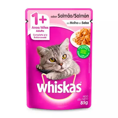 Ração Úmida Whiskas Gatos Adultos Salmão Sachê 85g