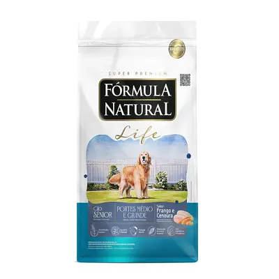 Ração Fórmula Natural Life Cães Sênior Raças Médias e Grandes Sabor Frango e Cenoura 15kg
