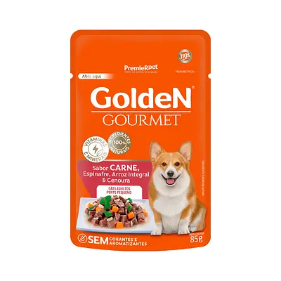 Ração Úmida Premier Golden Gourmet Cães Adultos Porte Carne Sachê 85g