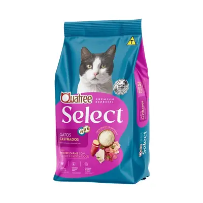 Ração Quatree Select Gatos Castrados Mix Carne 20Kg