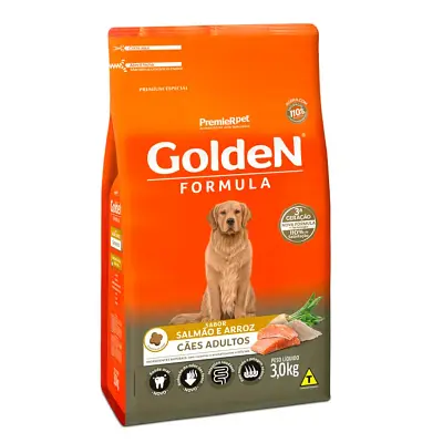 Ração Premier Golden Fórmula Cães Adultos Salmão e Arroz 3kg